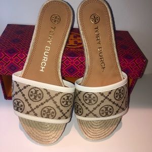 Tory Burch-T monogram espadrille slides